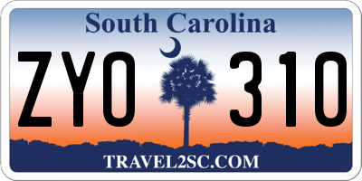 SC license plate ZYO310