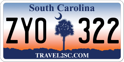 SC license plate ZYO322