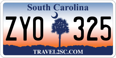 SC license plate ZYO325