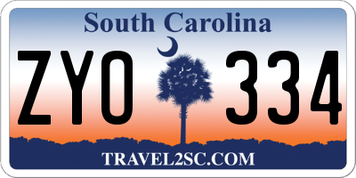 SC license plate ZYO334