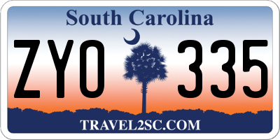 SC license plate ZYO335