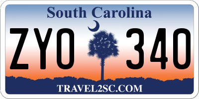 SC license plate ZYO340