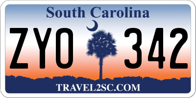 SC license plate ZYO342