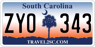 SC license plate ZYO343