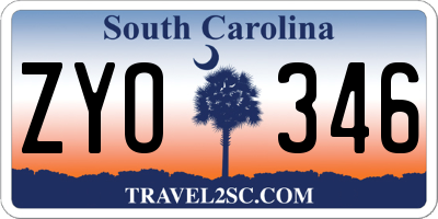 SC license plate ZYO346