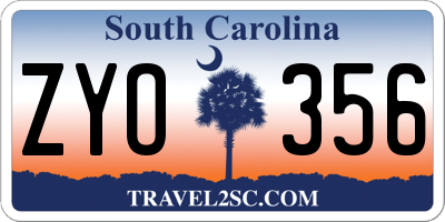 SC license plate ZYO356