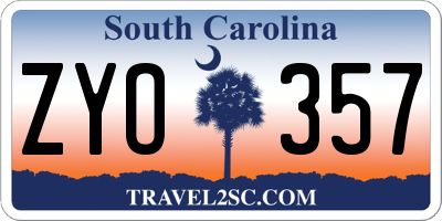 SC license plate ZYO357