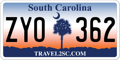 SC license plate ZYO362