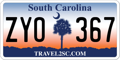 SC license plate ZYO367