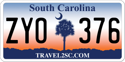 SC license plate ZYO376