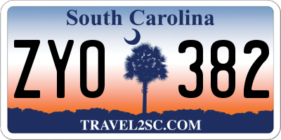 SC license plate ZYO382