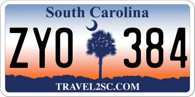 SC license plate ZYO384