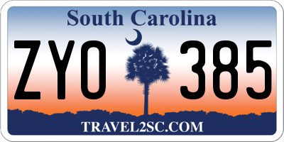 SC license plate ZYO385