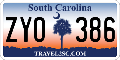 SC license plate ZYO386
