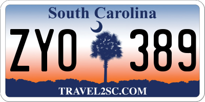 SC license plate ZYO389