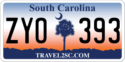 SC license plate ZYO393