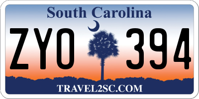 SC license plate ZYO394