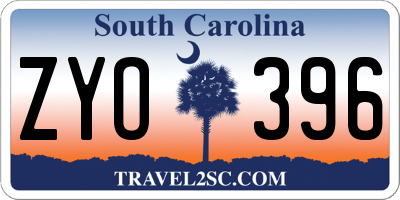 SC license plate ZYO396