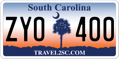 SC license plate ZYO400