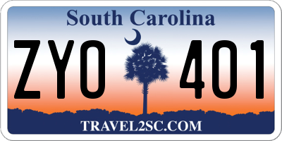 SC license plate ZYO401