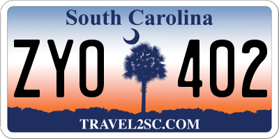 SC license plate ZYO402