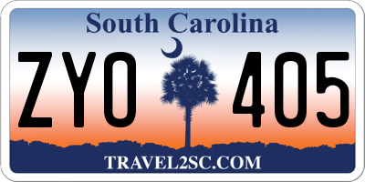 SC license plate ZYO405
