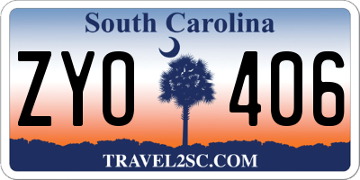 SC license plate ZYO406