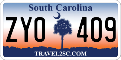 SC license plate ZYO409