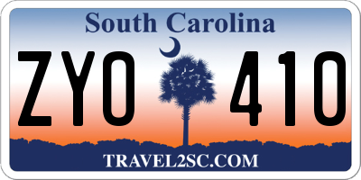 SC license plate ZYO410