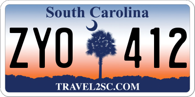 SC license plate ZYO412