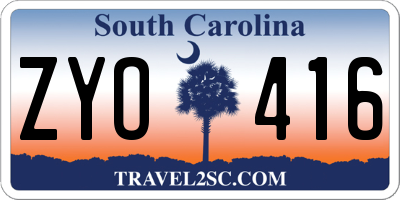 SC license plate ZYO416