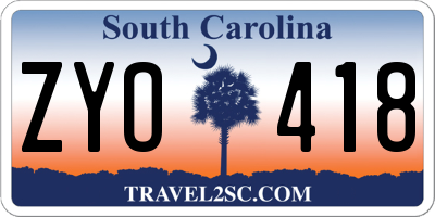 SC license plate ZYO418