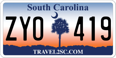 SC license plate ZYO419