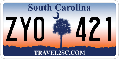 SC license plate ZYO421