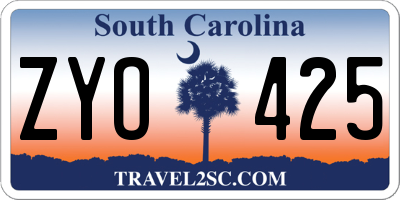 SC license plate ZYO425