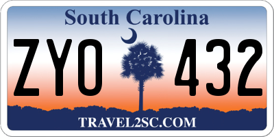 SC license plate ZYO432