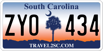 SC license plate ZYO434