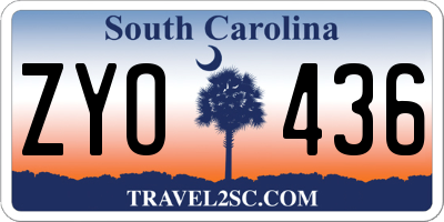 SC license plate ZYO436