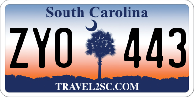 SC license plate ZYO443