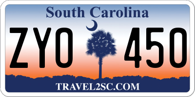 SC license plate ZYO450