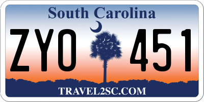 SC license plate ZYO451