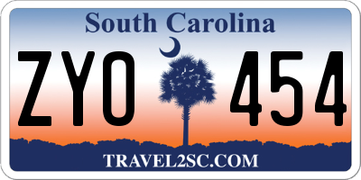 SC license plate ZYO454