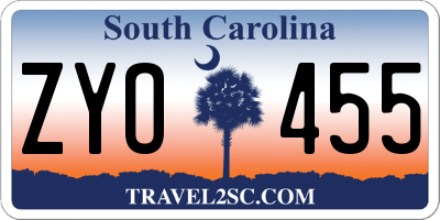 SC license plate ZYO455