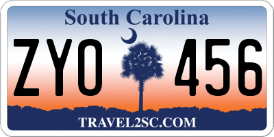 SC license plate ZYO456