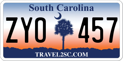 SC license plate ZYO457