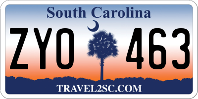 SC license plate ZYO463