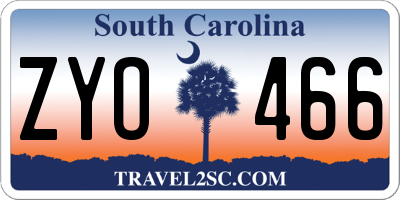 SC license plate ZYO466