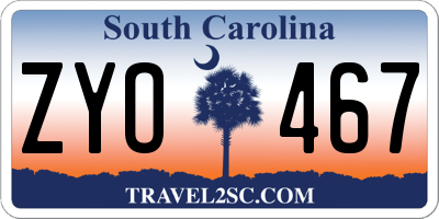 SC license plate ZYO467