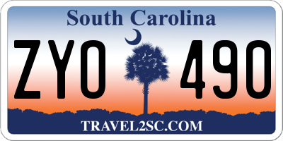 SC license plate ZYO490