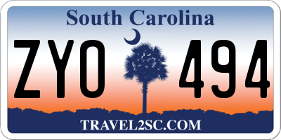 SC license plate ZYO494